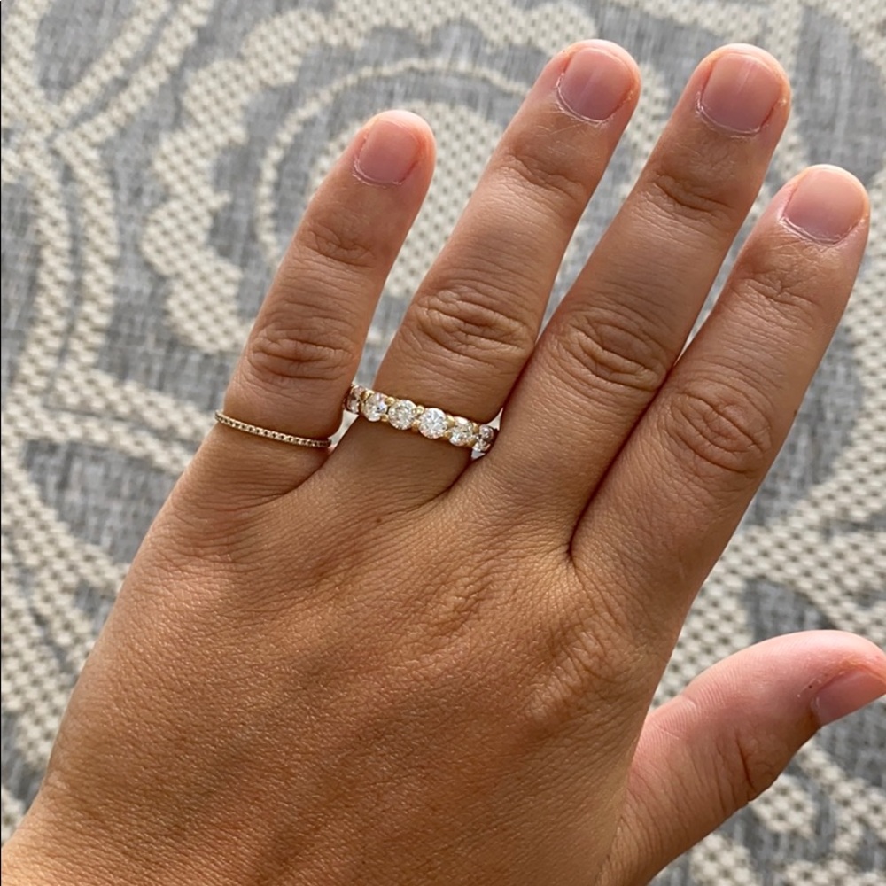 EF COLLECTION Gold Diamond Eternity Pinky Ring 4.5 - Picture 2 of 7